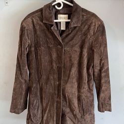 Vintage Cherokee Genuine Leather Button Jacket Womens Size 20W Brown Great Cond