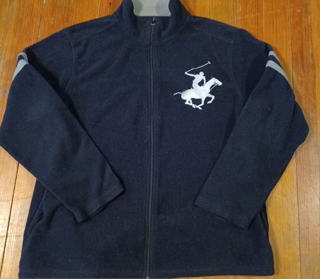 Men's Polo Size XL Jacket Coat Black White Huge Logo Front