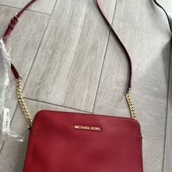 Michael Kors Jet Set Saffiano Leather Crossbody Bag -  Red