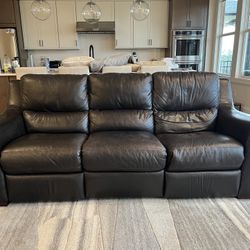 Dark Brown Leather Sofa & Love Seat