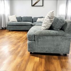 FREE DELIVERY 🚚 – Large Gray Sectional Sofa with Chaise – Deep Cleaned & Ready