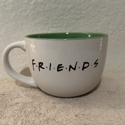 Friends TV Series Show Coffee Mug Cup Ceramic White Blue Warner Bros 24 oz Vtg