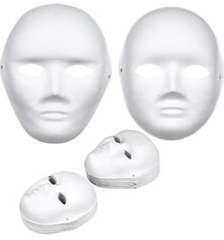 30 Packs Paper Mache Mask - 2 Sizes blank full face white mask for Cosplay, Artistic Projects,Theater,Halloween,carnival，Classroom Art,Masquerade Part