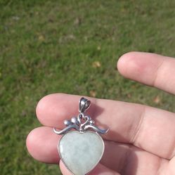 925 sterling silver jade heart shaped pendant