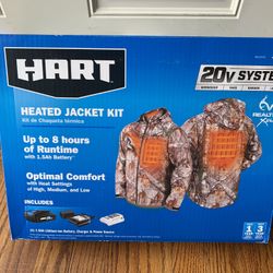 New in box HART 20-Volt Men's Heated Medium-Duty Jacket Kit, Realtre Xtra Camouflage, X-Large