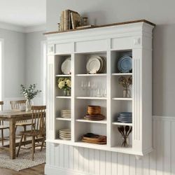 48.8 in. H White and Wood Grain Wall-Mounted Food Pantry Cabinet