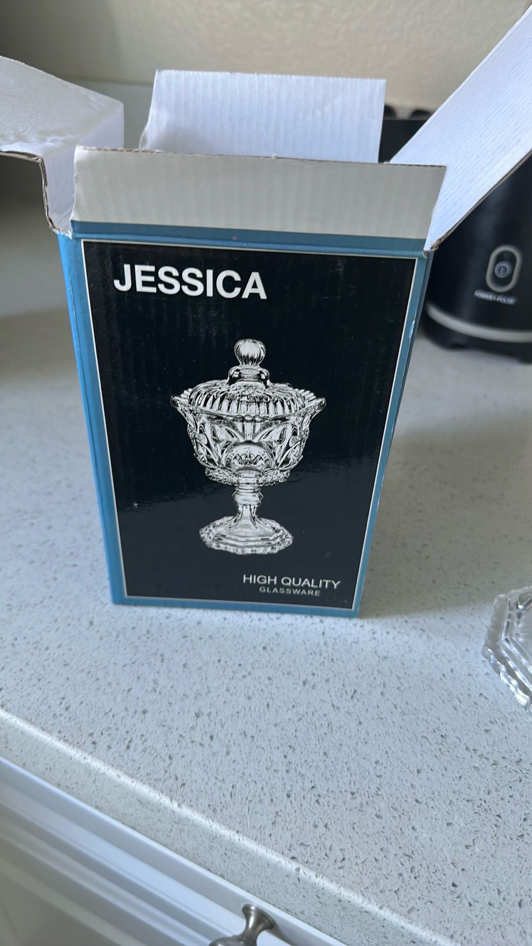 Jessica Collection Footed Crystal Candy Dish with Lid (NIB)