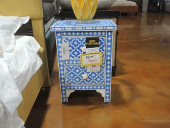 Furniture Classics Emporium Spotlight End Table Two Drawer - Blue And White
