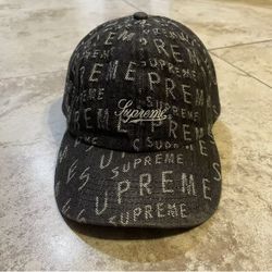 **QUICK SALE** Supreme - Multi-Type Jacquard 6-Panel (FW20) - Black Denim - Lightly Used