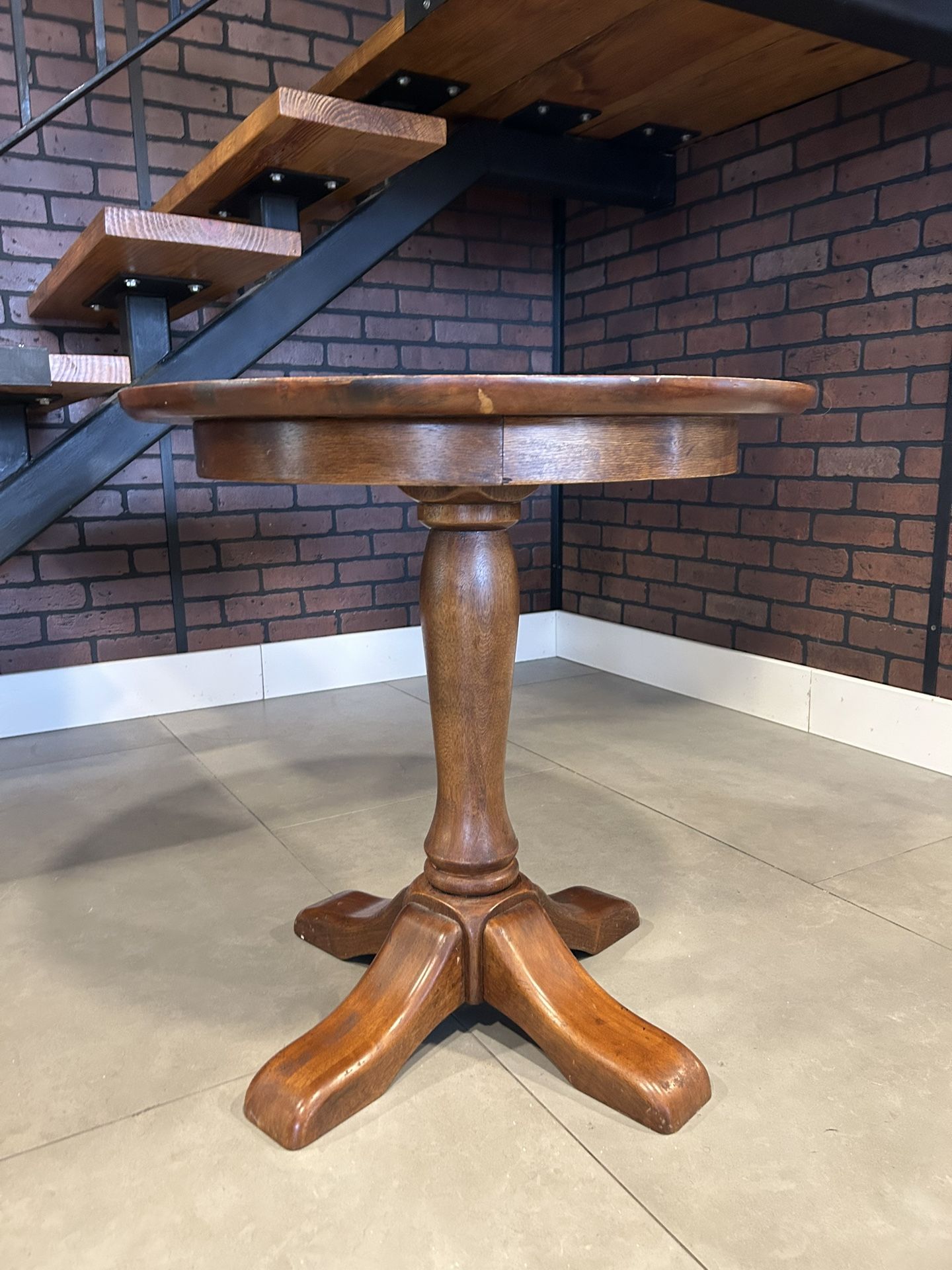 Round Pottery Barn Wood End Tables 26”