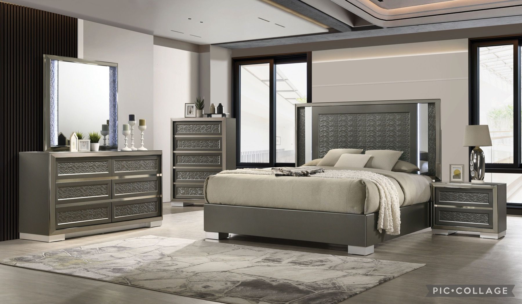 Elegance LED Bedroom Set $54 Down No Credit Needed Financing