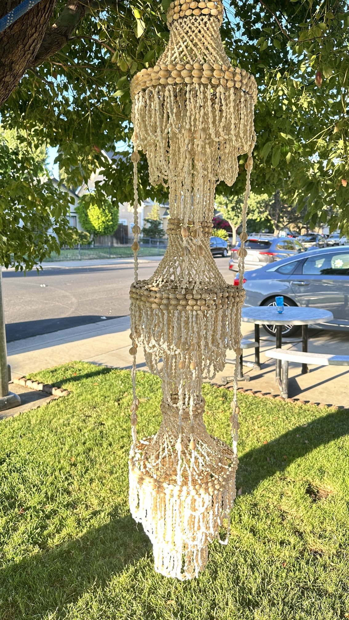 Vintage Seashell Chandelier Over 3ft Tall