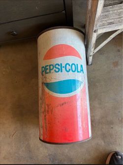 1970s vintage metal Pepsi-Cola trash can