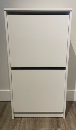 White Shoe Cabinet with Two Compartments