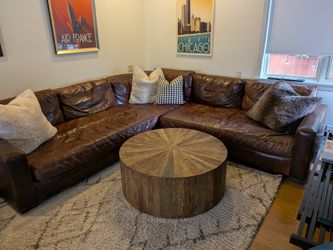 Brown leather Restoration Hardware sectional