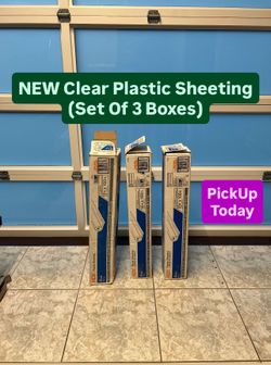 NEW 10ft x 100ft Clear 4 Mil Plastic Sheeting (Set Of 3 Boxes)