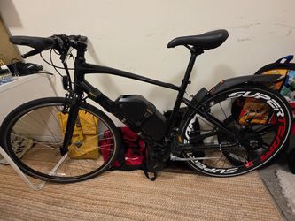 Black Electric Bike with Super Team Wheels