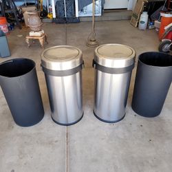 2 Chrome Trash Cans