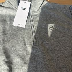 Alo Men's Quarter Zip Pullover Sweater Size Medium Gray