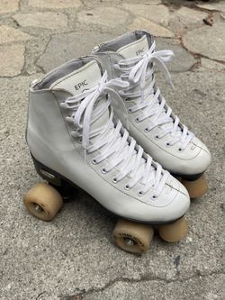Epic Quad Roller Skates – Size 5 – White Leather