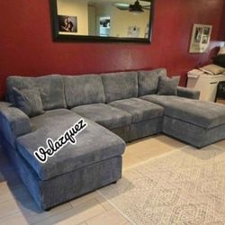 ✅️✅️4 pc  corduroy fabric sectional sofa with double chaise ✅️✅️