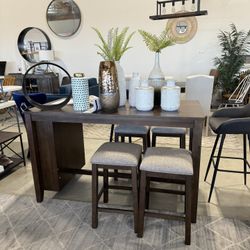 Dining Table And 4 Stools 5 Pc Set Counter Height 25”