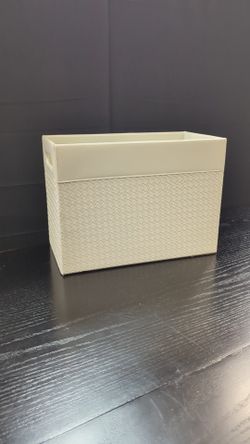 Cream Woven Texture Storage Box with Cut-Out Handles