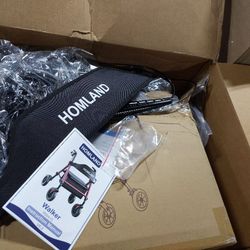 HOMLAND Walkers For Seniors With Seat, Foldable Rollator Walker, Reinforced Aluminum Frame, 8" Big Rubber Wheels For All Terrain, Height Adjustable Li