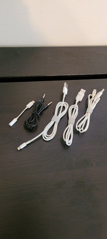 Iphone Chargers And Apple Dongle.