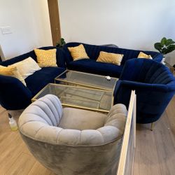 Sofa Blue Velvet