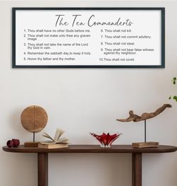 Tent Commandments, 40x15 Inch, White Wooden Frame