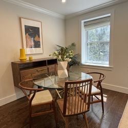 Antique Glass Table With Chairs Included