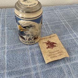 New Endangered Species Series Budweiser Bald Eagle Collectible Beer Stein. $25.00.