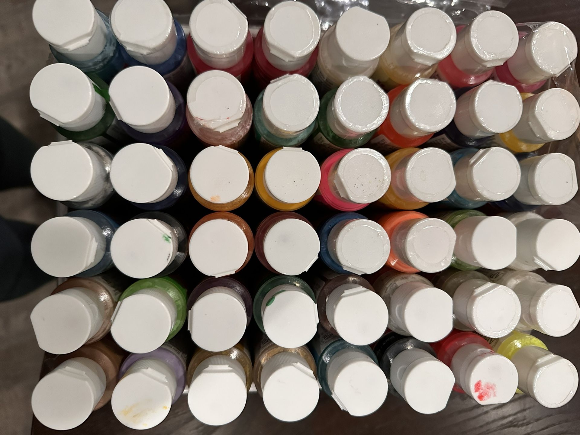 58 Acrylic Paint Bottles – Craft Smart / FolkArt – Mostly New