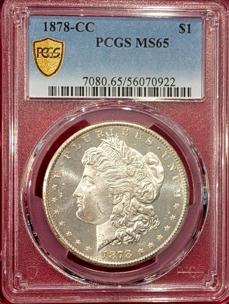 1878CC MORGAN SILVER DOLLAR - STUNNING COIN GRADED AN MS 65 BY PCGS
