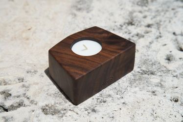 Handcrafted Walnut Tea Light Candle Holder (for one tea light)