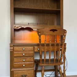 Desk With Bookcase And Chair