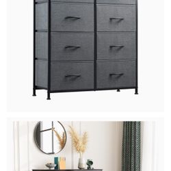 WLive Fabric 8 Drawer Storage Cabinet Charcoal Gray