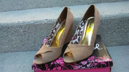 Tan wedge heels