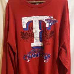 Majestic 2011 American League Texas Rangers Back To Back Champions Tshirt Size Extra Large XL Used Good Condition $20 Meet Up In Irving @dfwgoods 
