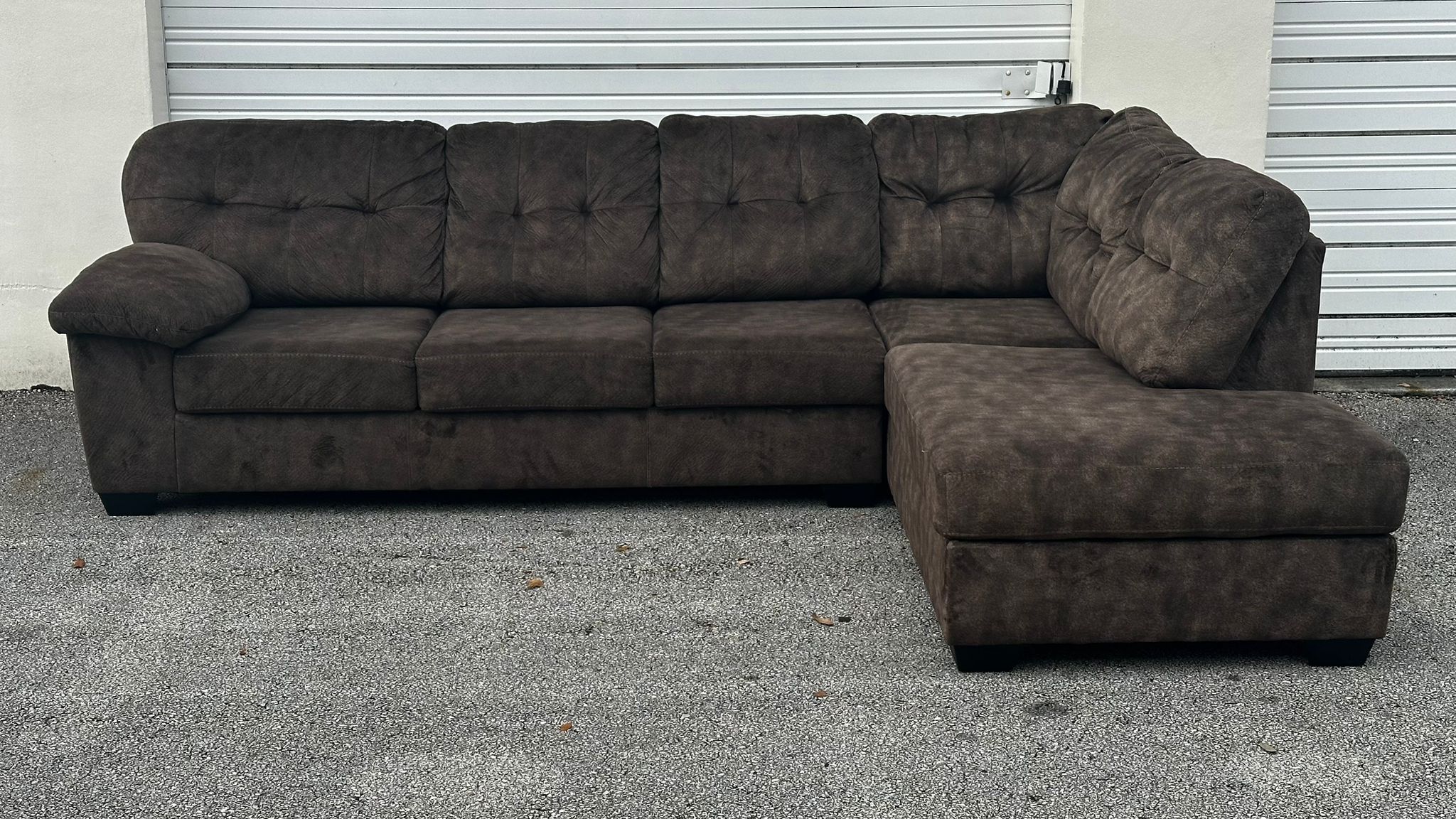 ASHLEY FURNITURE MICROFIBER SECTIONAL SOFA W CHAISE FACING RIGHT - delivery is negotiable
