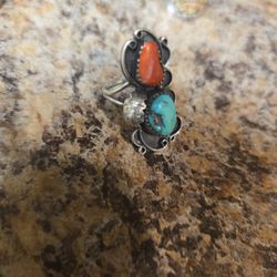 Southwest Ring. Turquoise Spiny Oyster Shell