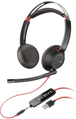 Poly Blackwire 5220 USB-A Wired Headset (Plantronics) - Flexible Noise-Canceling Boom Mic - Ergonomic Design - Connect to PC/Mac, Mobile via USB-A or