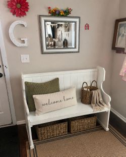 47” Entryway Storage Bench | Farmhouse Hall Tree Bench | Mudroom Seating