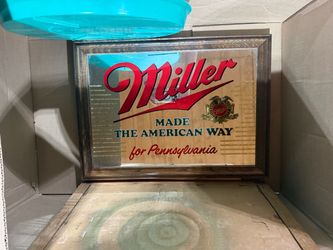 Miller Beer Framed Mirror Bar Sign