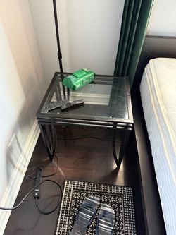 Black Metal and Glass Side Table