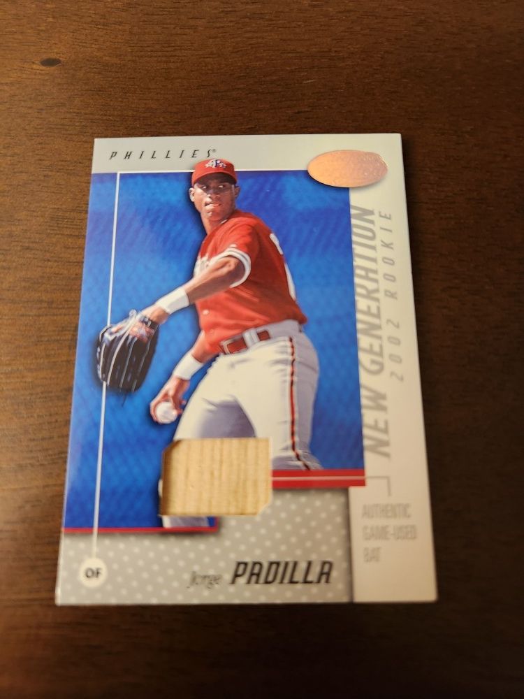 2002 DONRUSS JORGE PADILLA GAME USED BAT INSERT, Philadelphia Phillies, 263/500