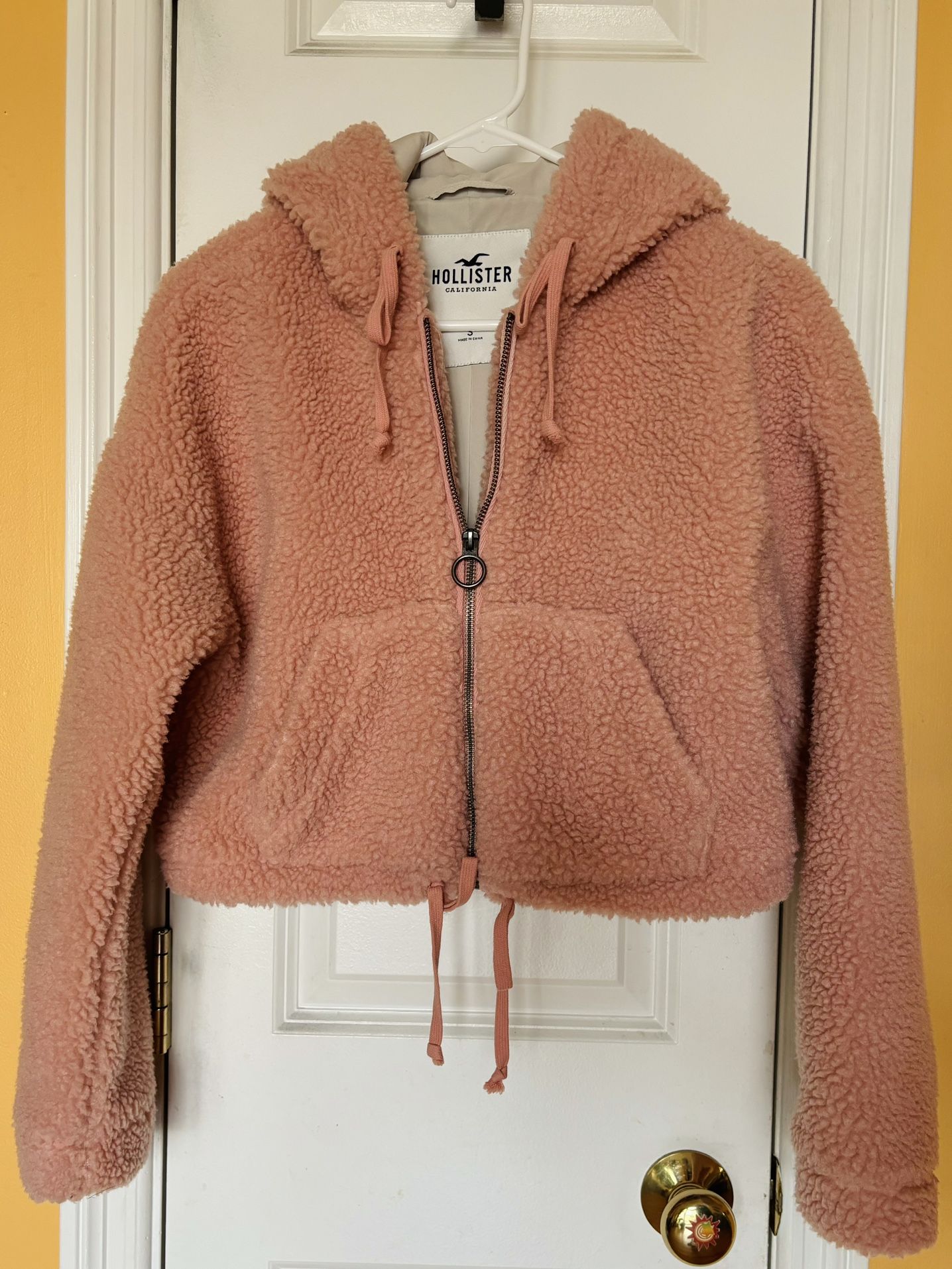 Pink Hollister Cropped Jacket with Hood