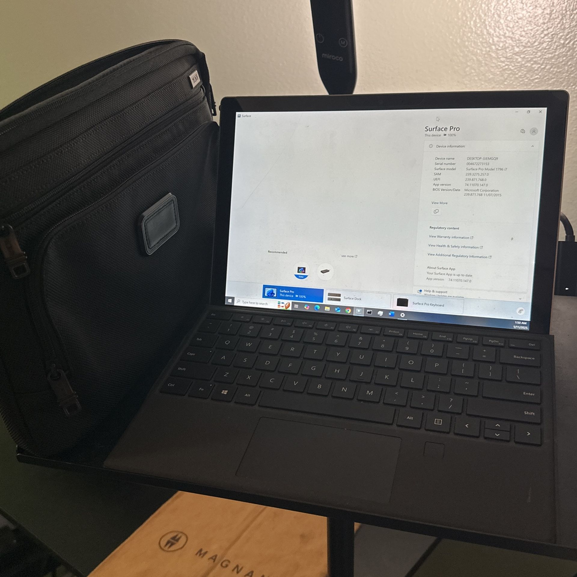 Microsoft Surface Pro 4 With Docking Station, Case, Charger