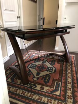 Black Glass Wooden Desk